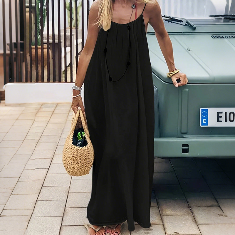 Women's Solid Color Backless Cami Dress