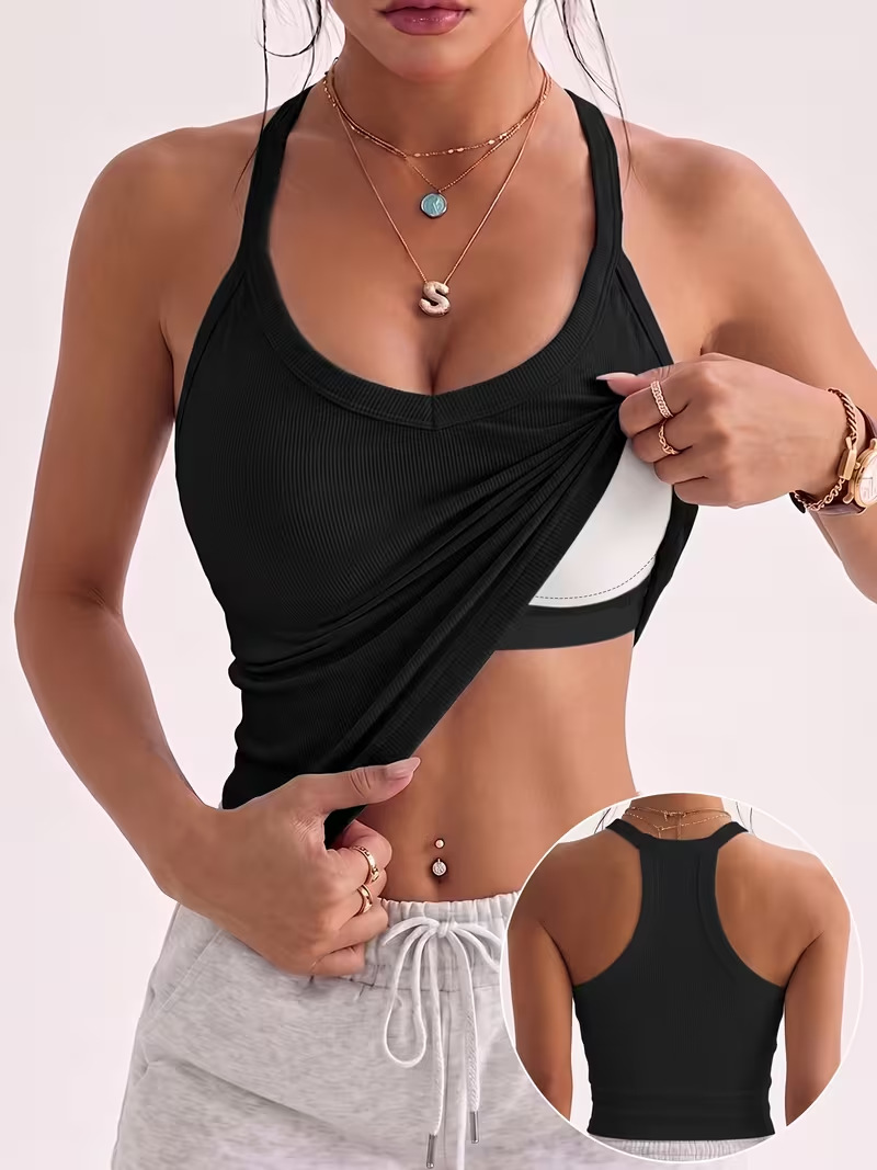 V-neck Slim-fit Camisole With Bra Padding