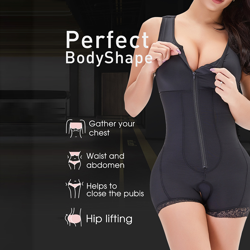 Front Zipper Tummy Control Bust Lifter Shapewear