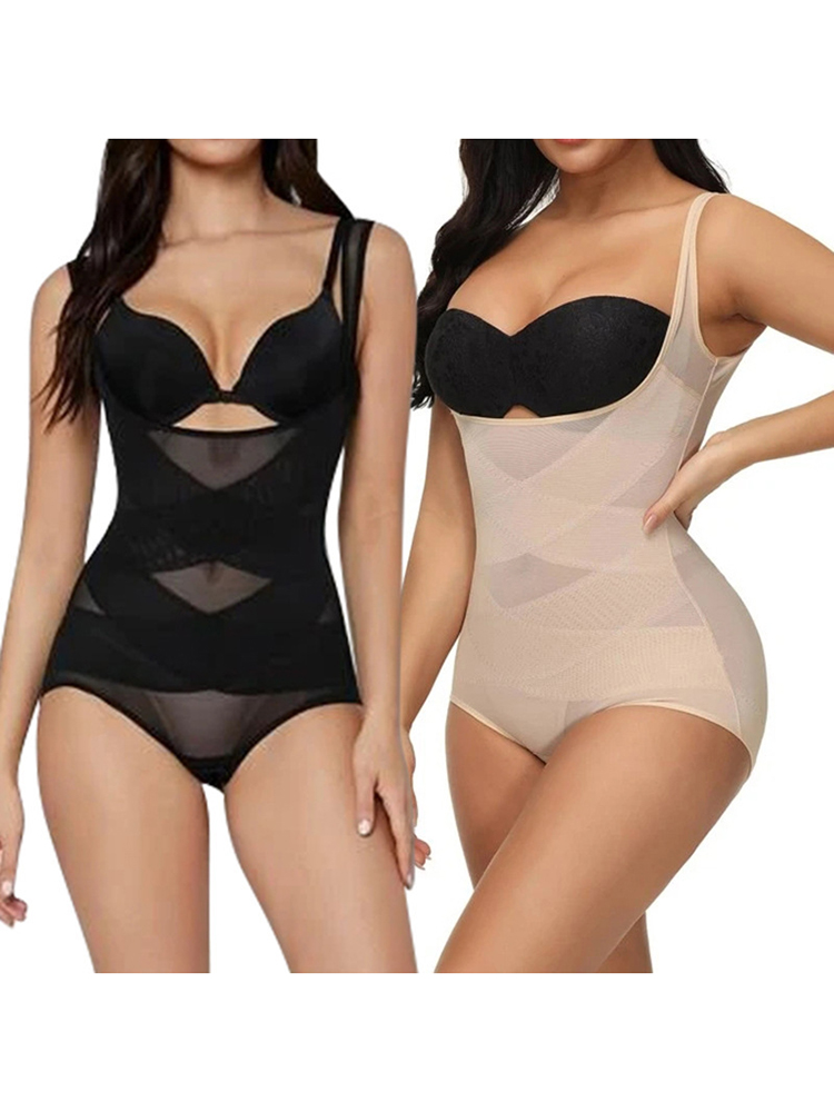 One Piece Sleeveless See-through Look Casual Shapewear