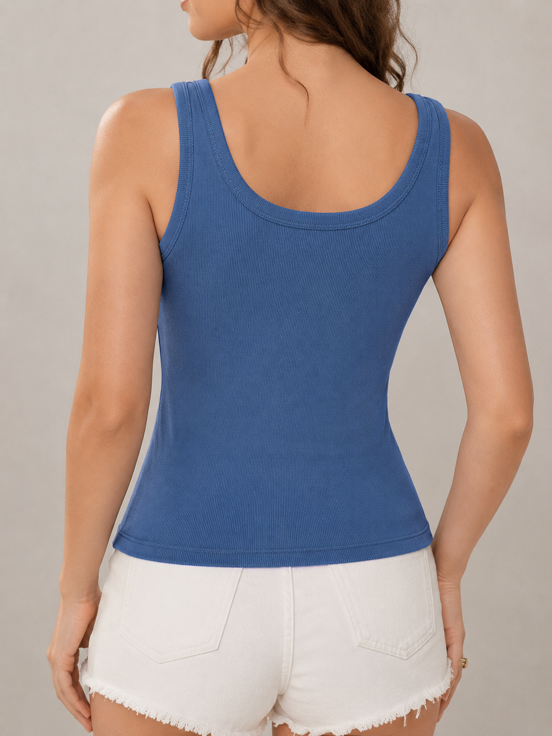 Solid Color Ribbed U-neck Tie Chest Pad Sports Outdoor Yoga Vest