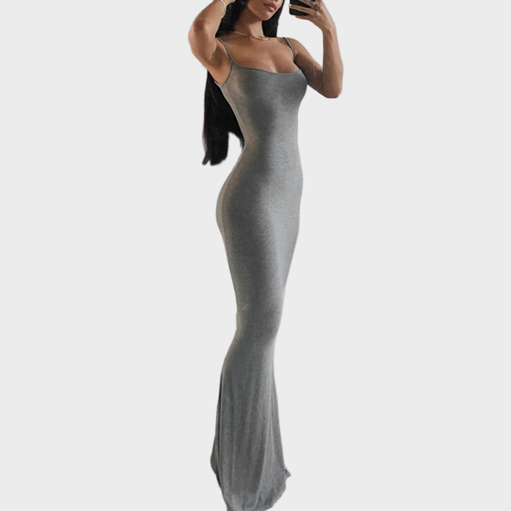 Solid Color Sling Tummy Control Butt Lifter Body Shaping Maxi Dress