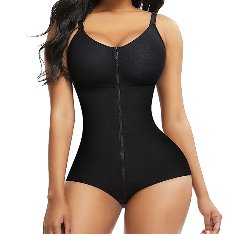 Slimming Overbust Tummy Control Zipper Thong Bodysuits