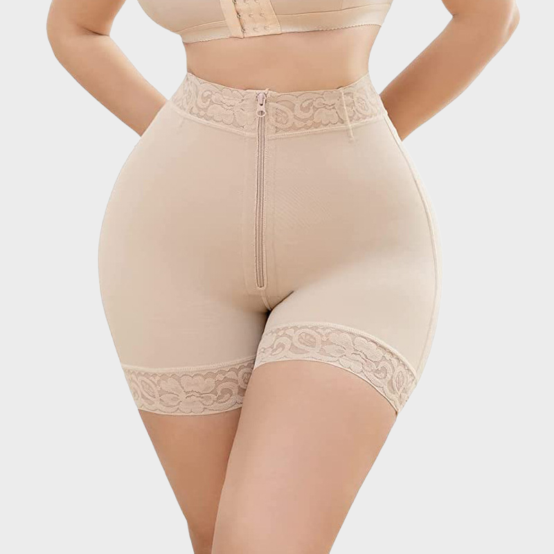 Mid Rise Tummy Control Fajas Butt Contour Zippered Tummy Control Pants