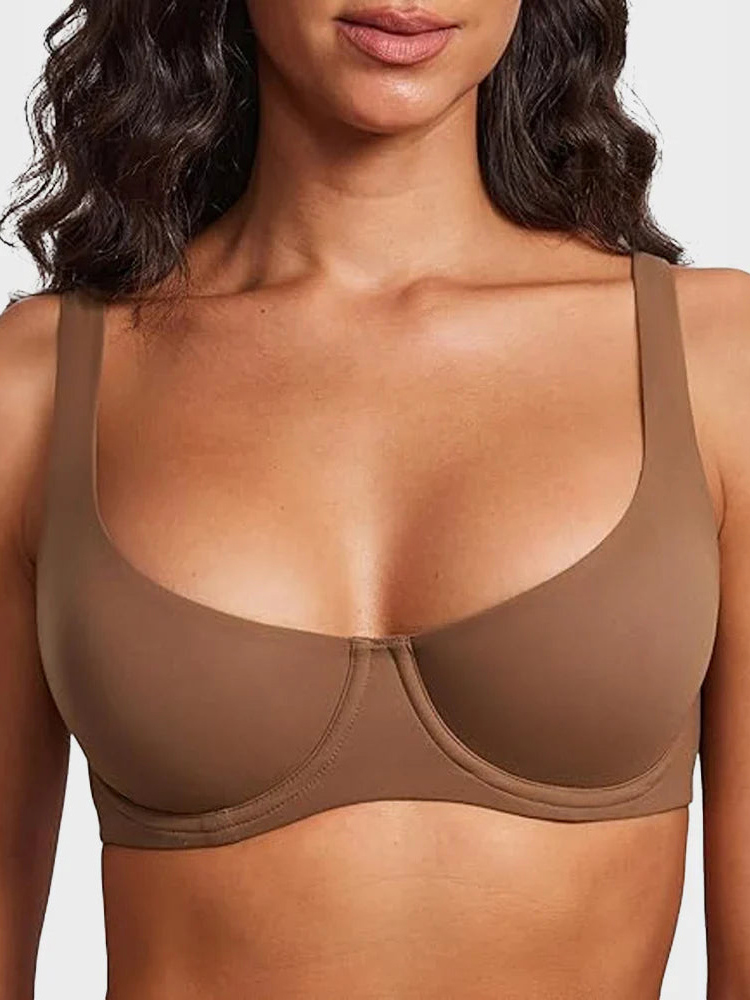 Underwire Support Seamless Unlined Balconette Bra