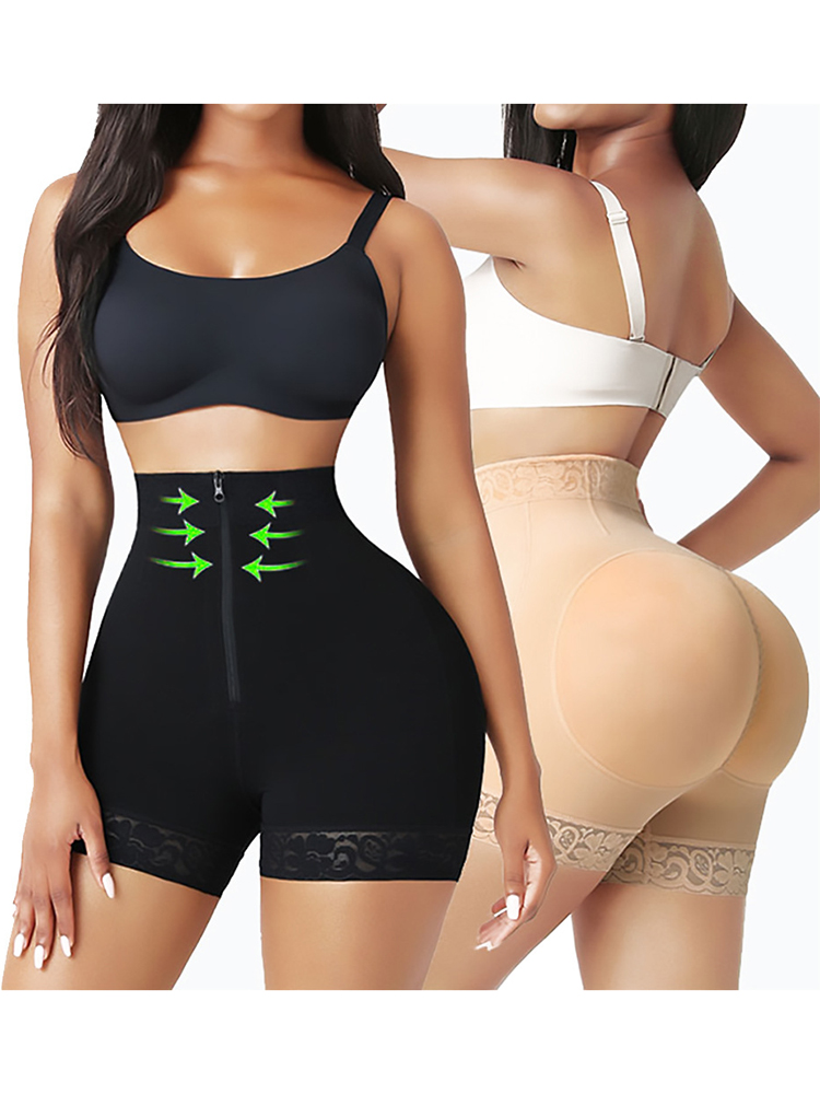 Women Zip Up Compression Butt Lifter Bodysuit