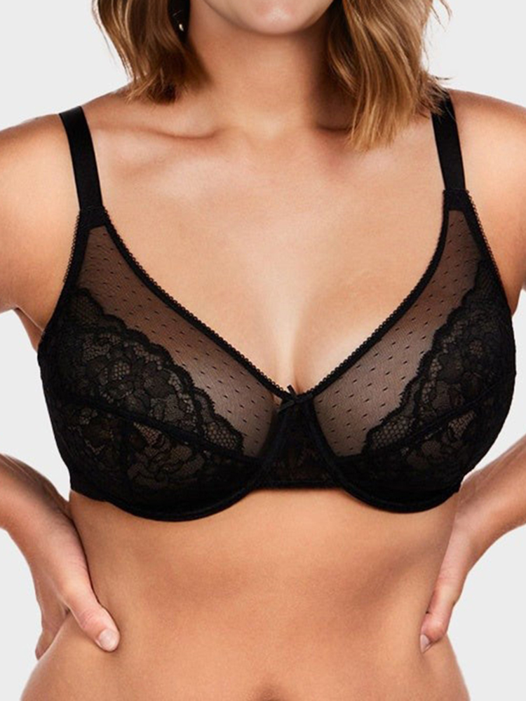 Unlined Mesh Full Coverage Lace Minimizer Bra