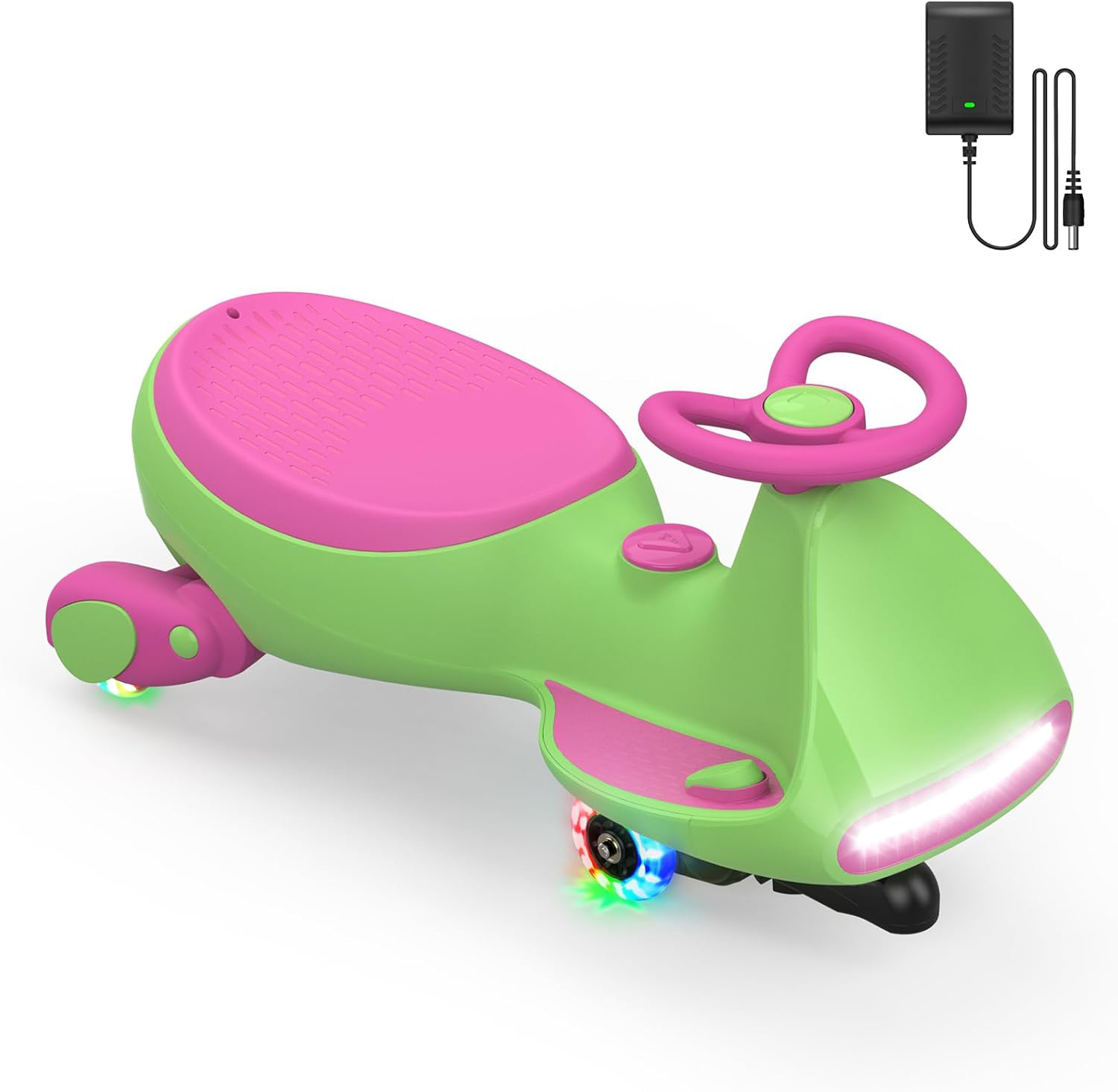 N7 Pro Electric Wiggle Car with Pedal, Rechargeable Battery, CyberWiggle, 2 in 1 Swing Car, 2 Speeds Max 4 Mph, Anti-Rollover, Flashing Wheels, Bluetooth, Ages 3+, 150 Lbs, Blue