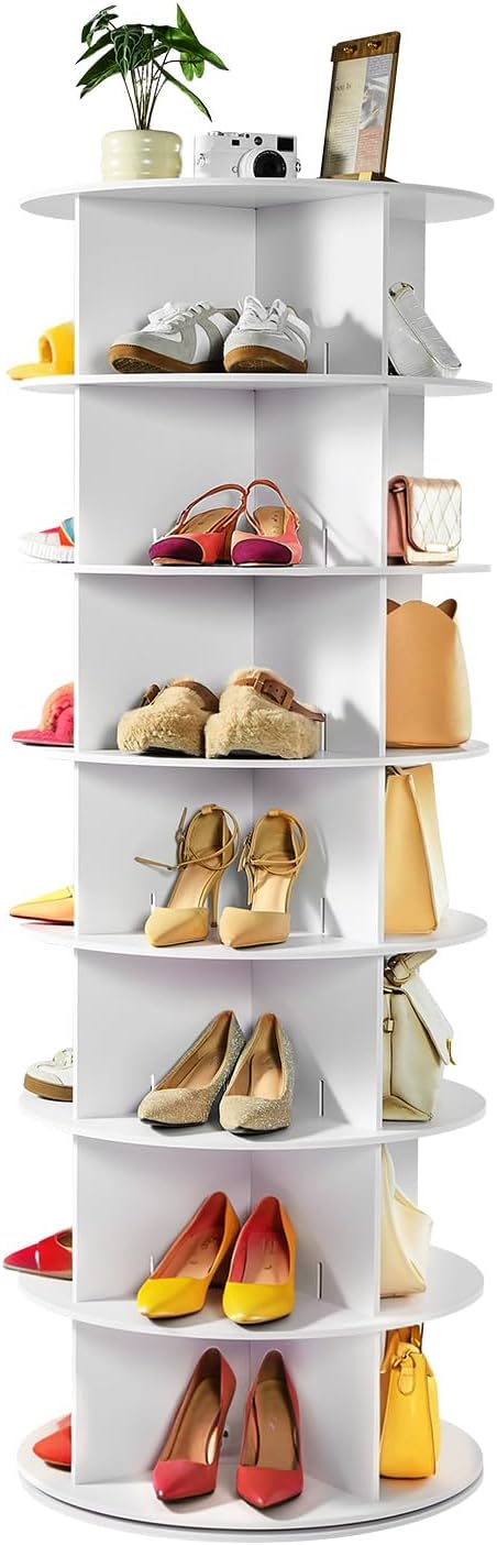 360° Rotating Shoe Rack – Instantly Save 80% More Space-Store Up To 28 Pairs Of Shoes In One Compact Rotating Tower.
