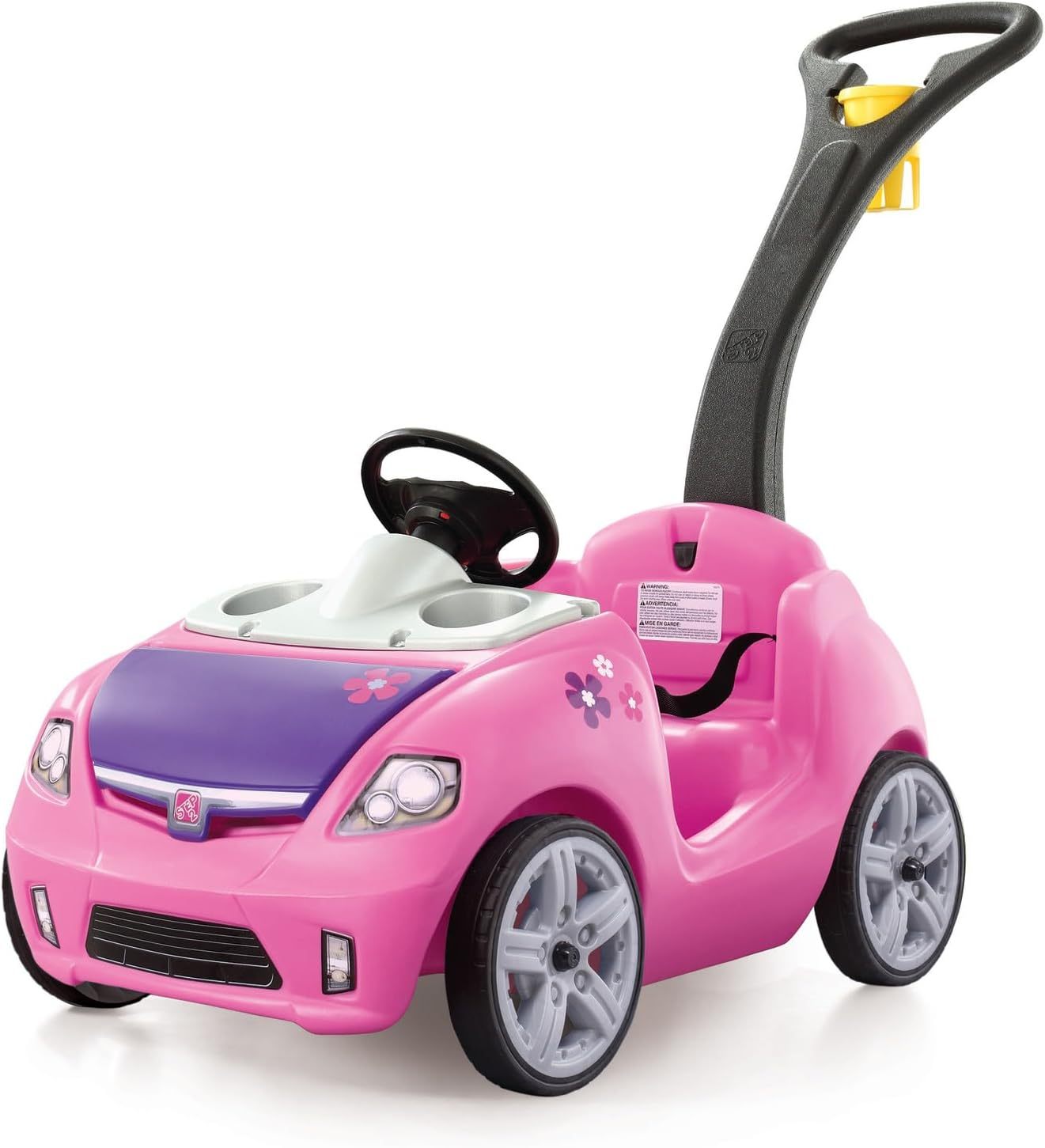 Step2 Ride II Kids Push Car, Ride-On Car with Seat Belt and Horn, Toddlers and Preschoolers Ages 18 Months–4 Years, Max Weight 50 lbs., Quick Fold Handle, Stroller Alternative, Blue