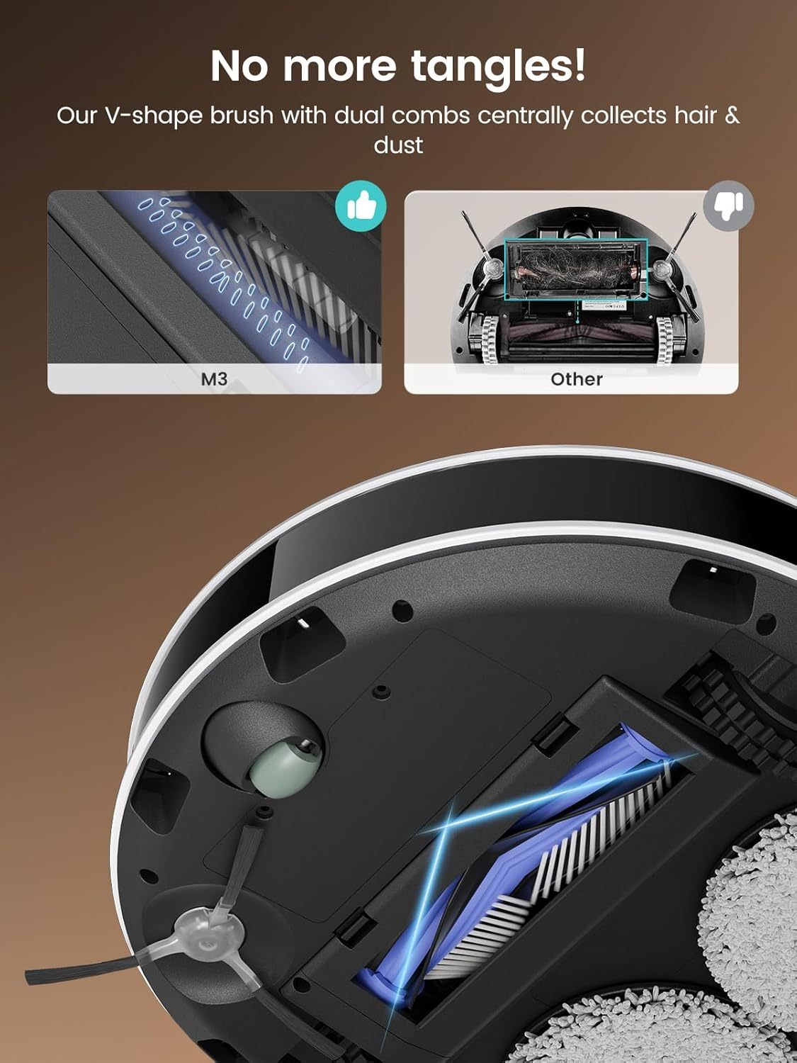 Robot Vacuum Cleaner with Wiping Function, 12000 Pa Suction Power, Automatic Dust Emptying, LiDAR Navigation, Carpet Detection, Freemove 3.0 App & Voice Control, 8 Weeks Hands-Free