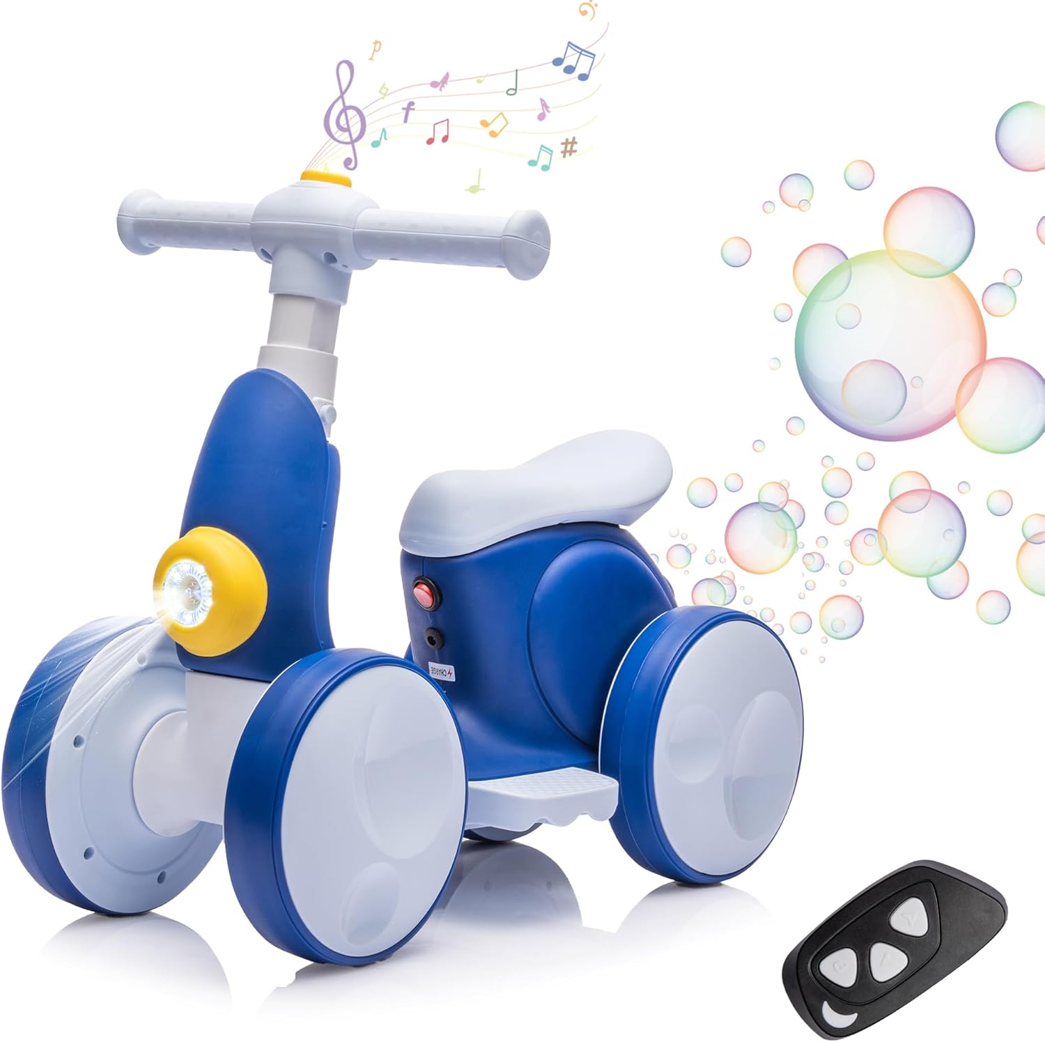 6V Electric Baby Balance Bike for 1 Year Old Boys Girls Ride on Toys 12-36 Months Toddler Balance Bike, 4 Wheels Kids First Bike with Remote Control First Birthday Gifts- Green&Red