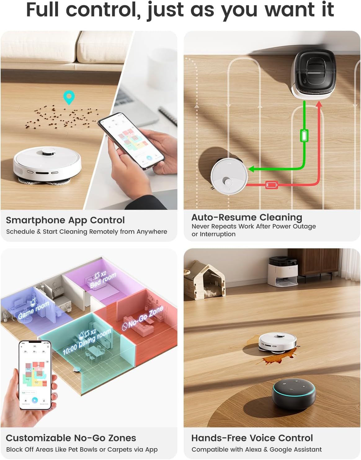 Robot Vacuum Cleaner with Wiping Function, 12000 Pa Suction Power, Automatic Dust Emptying, LiDAR Navigation, Carpet Detection, Freemove 3.0 App & Voice Control, 8 Weeks Hands-Free