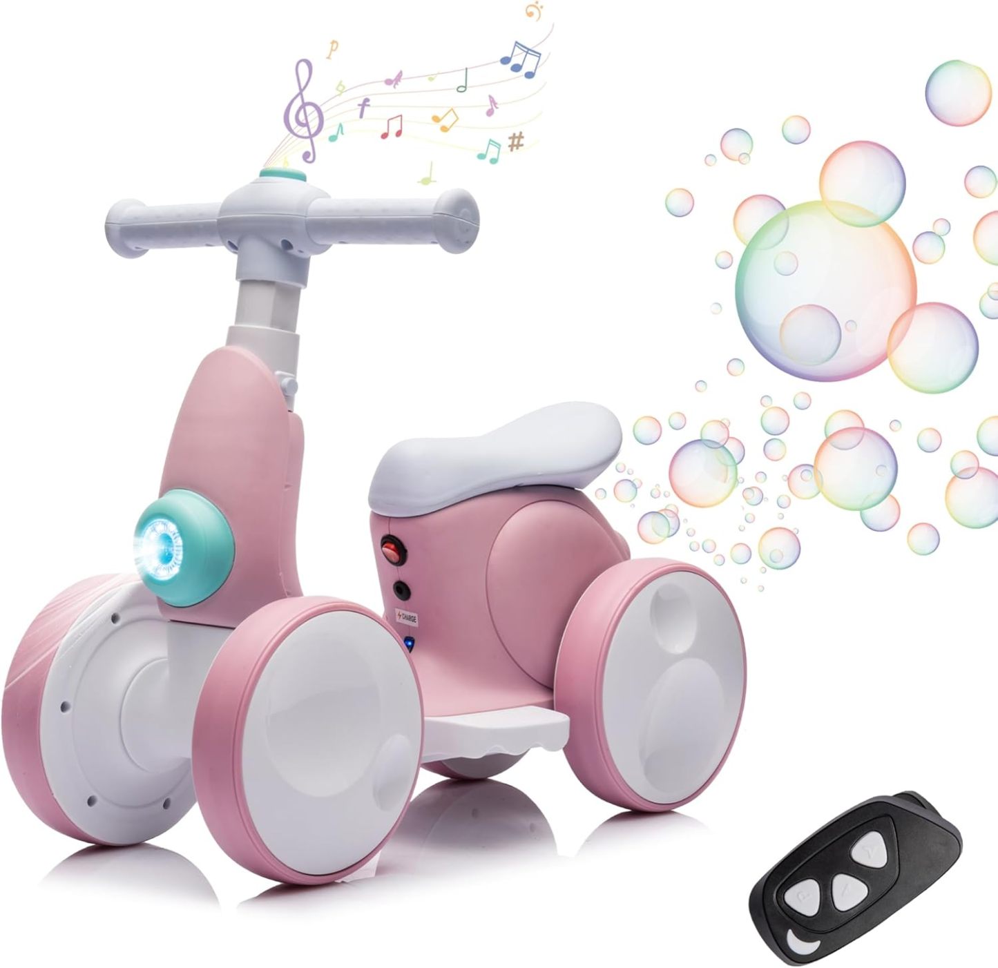 6V Electric Baby Balance Bike for 1 Year Old Boys Girls Ride on Toys 12-36 Months Toddler Balance Bike, 4 Wheels Kids First Bike with Remote Control First Birthday Gifts- Green&Red