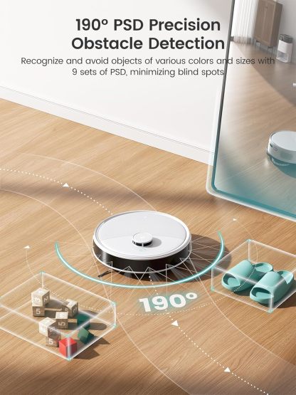 Robot Vacuum Cleaner with Wiping Function, 12000 Pa Suction Power, Automatic Dust Emptying, LiDAR Navigation, Carpet Detection, Freemove 3.0 App & Voice Control, 8 Weeks Hands-Free