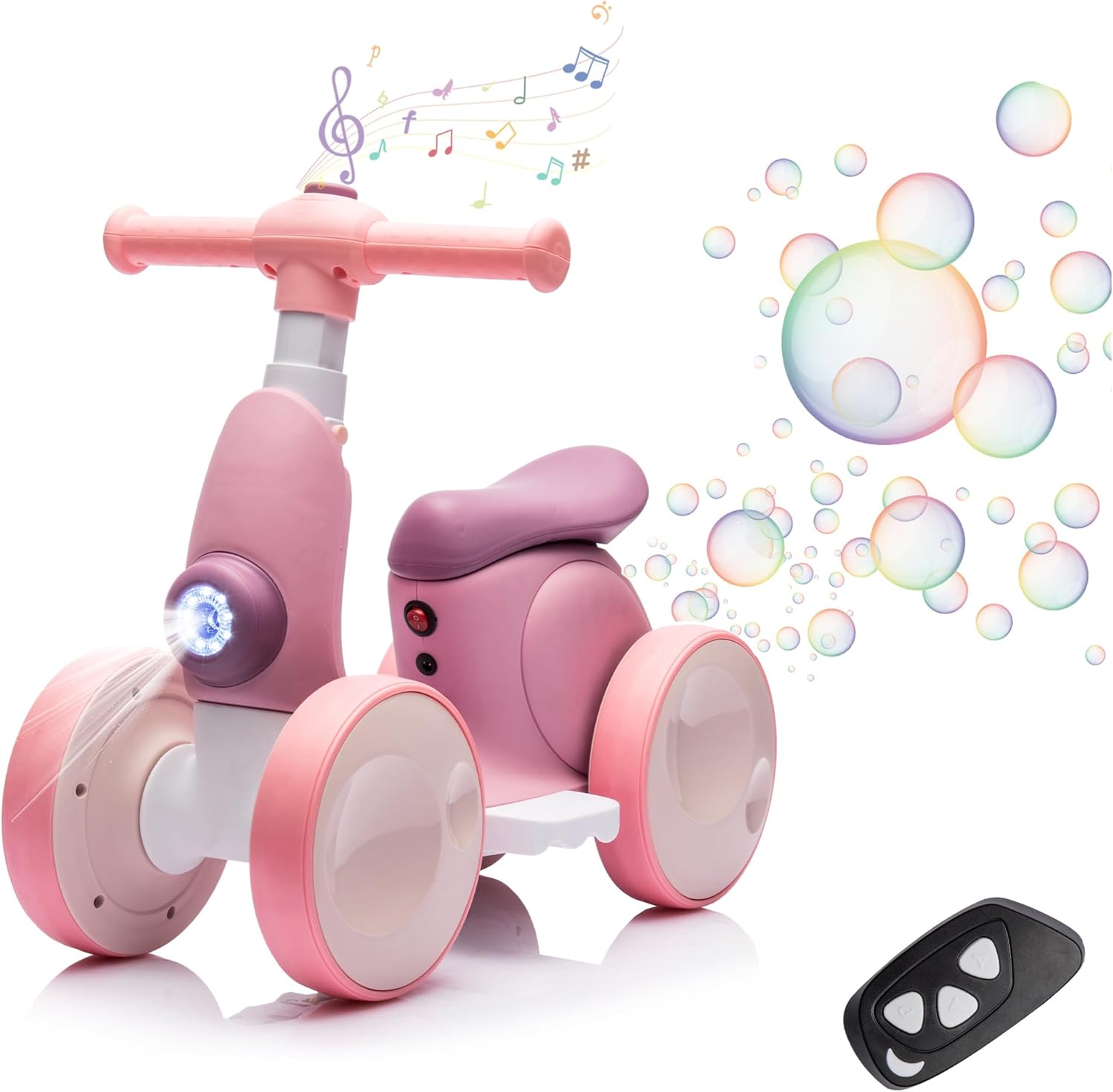 6V Electric Baby Balance Bike for 1 Year Old Boys Girls Ride on Toys 12-36 Months Toddler Balance Bike, 4 Wheels Kids First Bike with Remote Control First Birthday Gifts- Green&Red