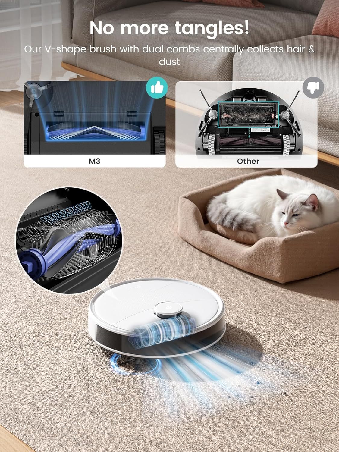 Robot Vacuum Cleaner with Wiping Function, 12000 Pa Suction Power, Automatic Dust Emptying, LiDAR Navigation, Carpet Detection, Freemove 3.0 App & Voice Control, 8 Weeks Hands-Free