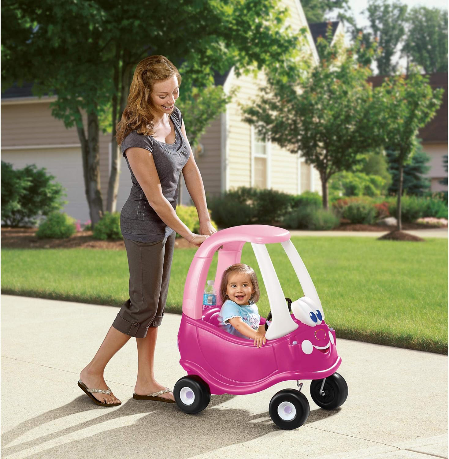 Princess Cozy Coupe Ride-On Toy - Toddler Car Push and Buggy Includes Working Doors, Steering Wheel, Horn, Gas Cap, Ignition Switch - For Boys and Girls Active Play , Magenta