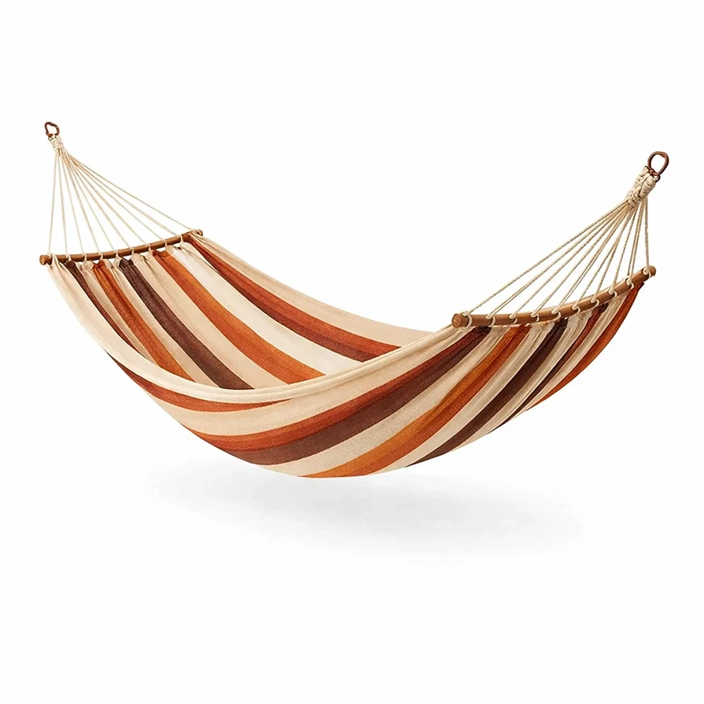 Amaca in Cotone a Righe Marrone Arancione e Beige-NOOKLUXZ