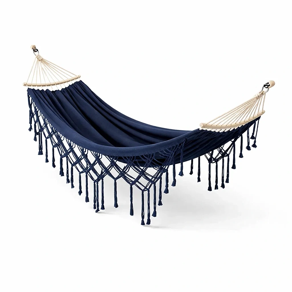 Amaca in Cotone Blu con Frange-NOOKLUXZ