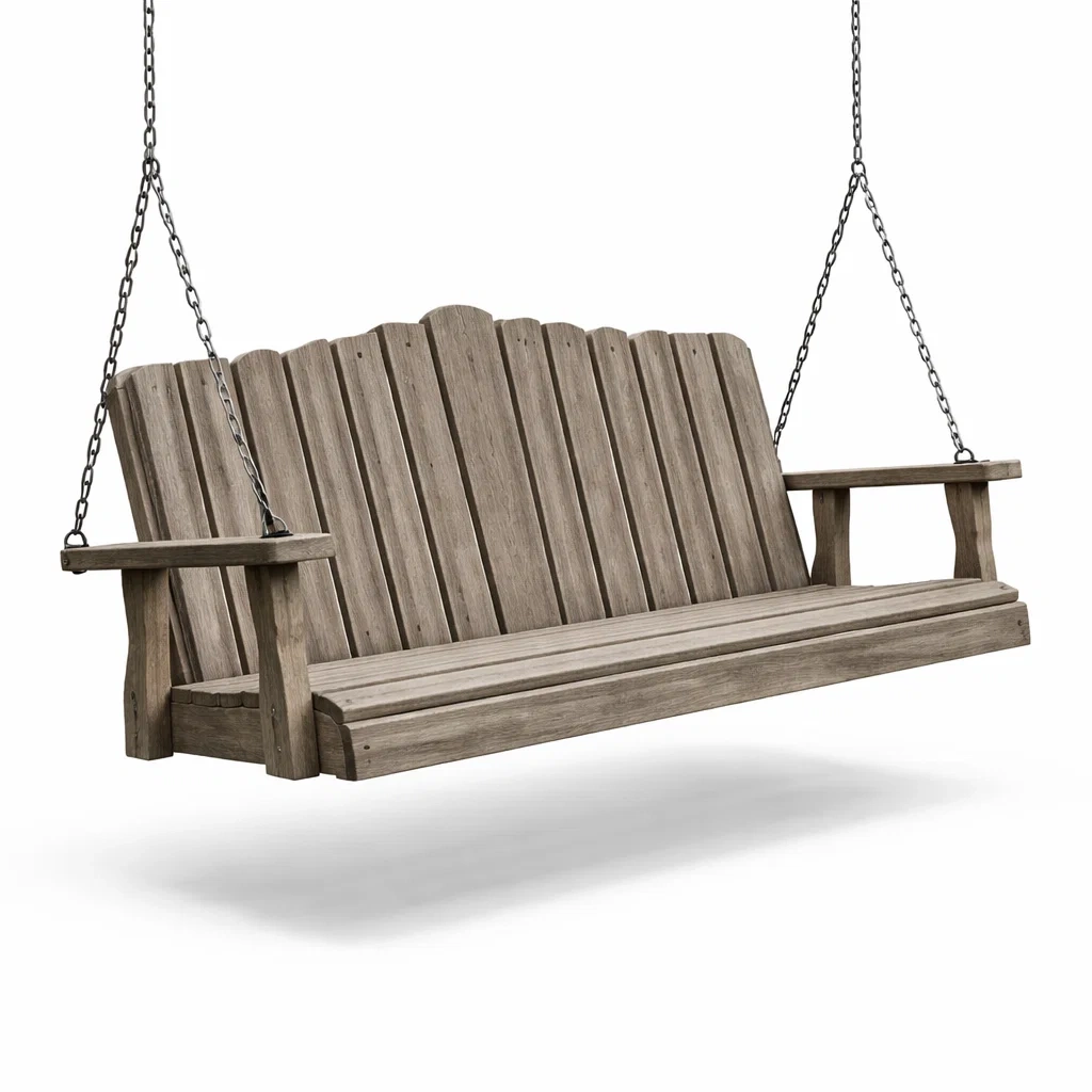 Altalena da veranda in Legno Naturale con Catena in Acciaio-NOOKLUXZ