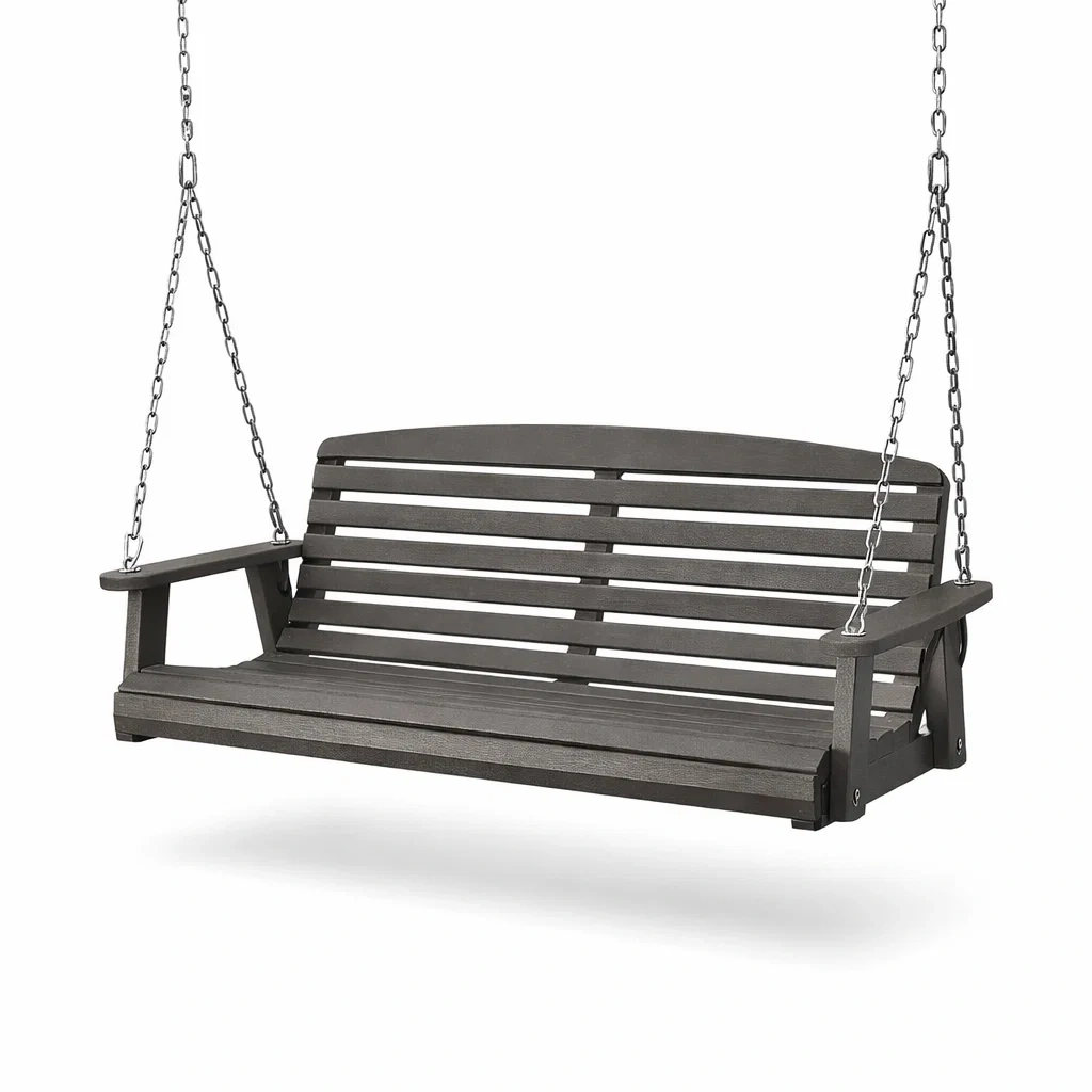 Altalena da veranda in Legno Sintetico con Catene in Metallo-NOOKLUXZ