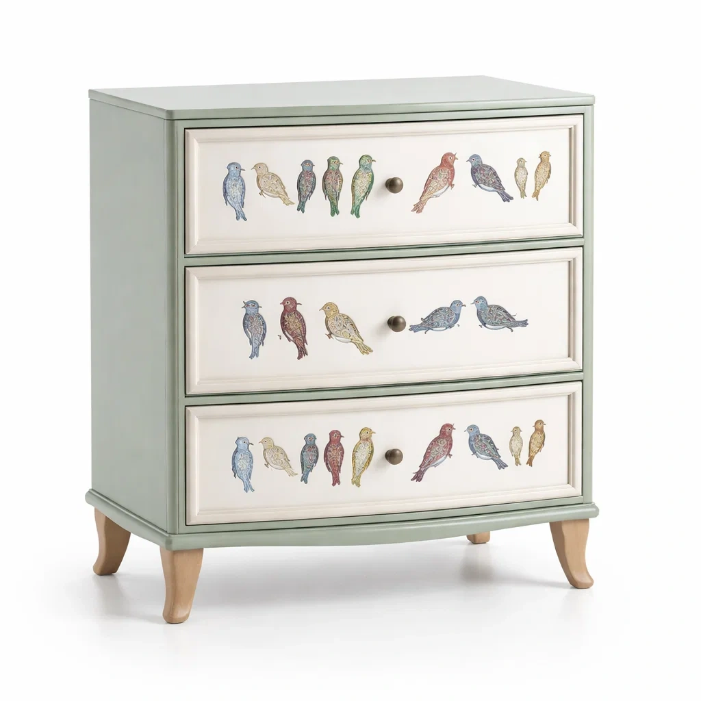 Cassettiera in Legno MDF con Cassetti Decorati-NOOKLUXZ