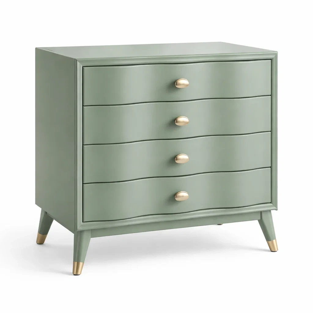 Cassettiera in Legno con Maniglie in Ottone Verde-NOOKLUXZ