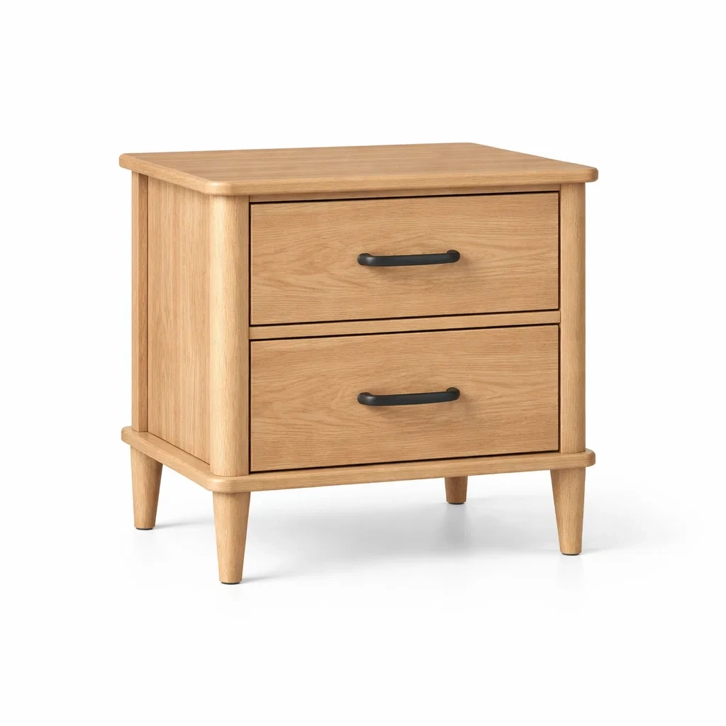 Comodino in Legno di Rovere con Cassetti-NOOKLUXZ