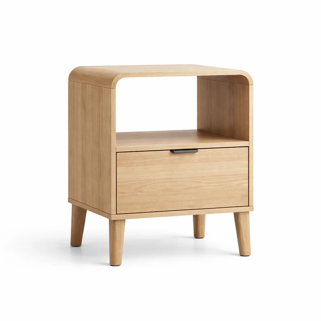 Comodino in Rovere con Cassetto e Ripiano-NOOKLUXZ