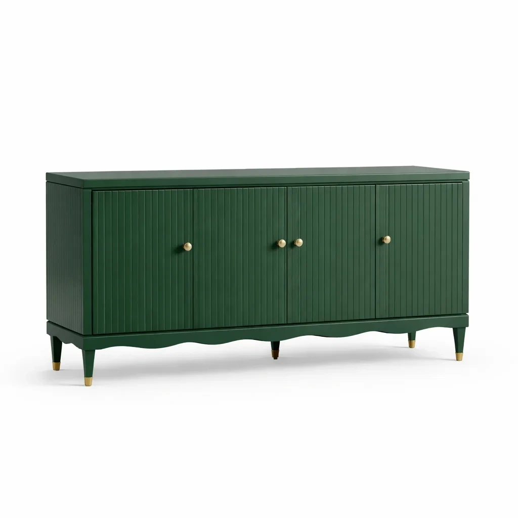 Credenza in MDF Verde con Maniglie Dorate-NOOKLUXZ