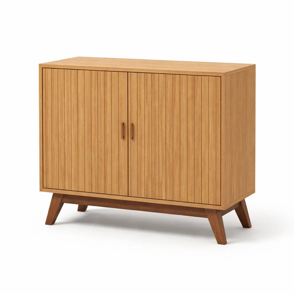 Credenza in Legno di Quercia con Ante Scanalate-NOOKLUXZ