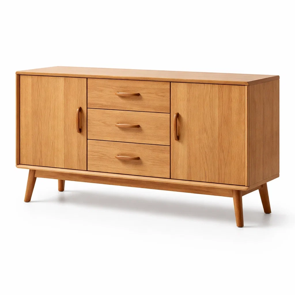 Credenza in Legno Massello con Cassetti e Ante-NOOKLUXZ