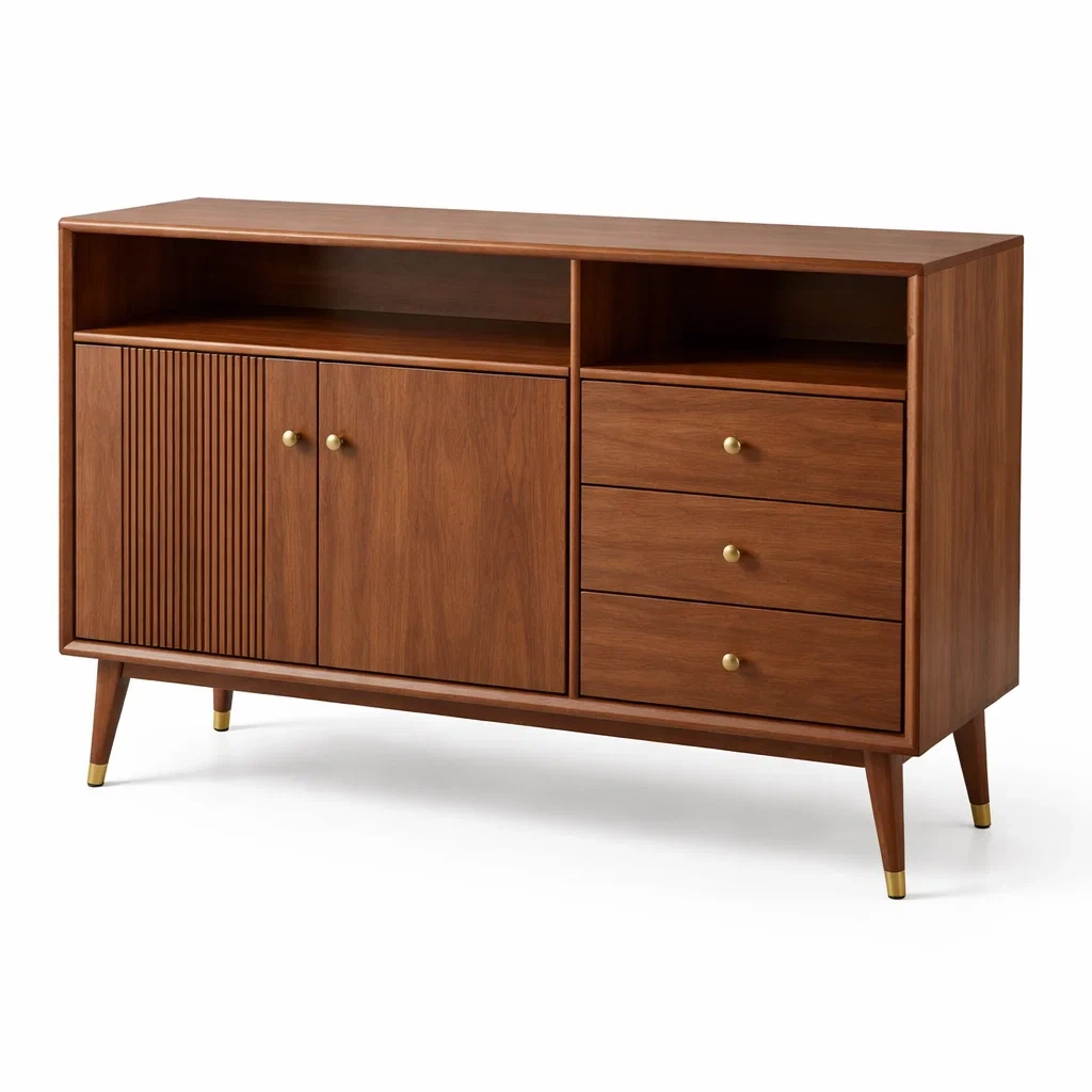 Credenza in Legno con Cassetti e Ripiani-NOOKLUXZ