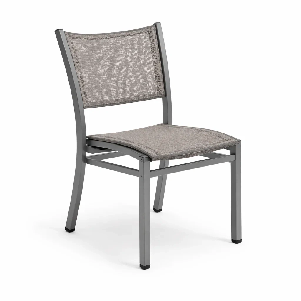 Sedia da pranzo in Alluminio Grigio con Tessuto Sintetico-NOOKLUXZ