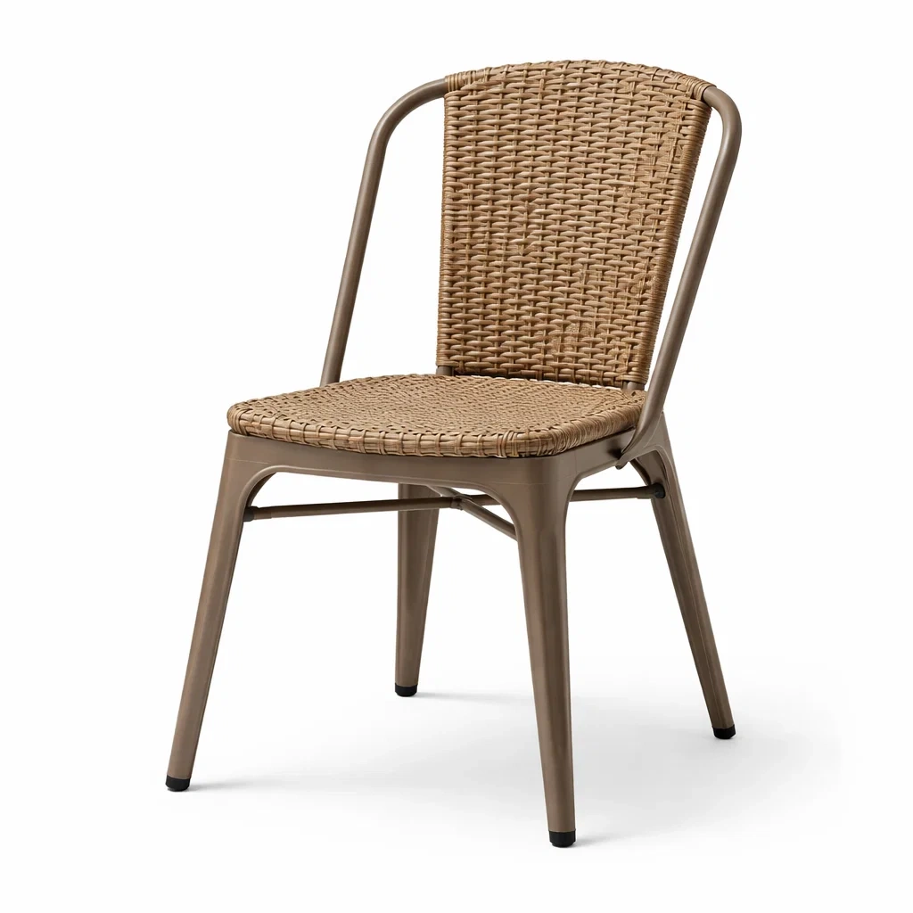 Sedia da pranzo in Metallo e Rattan Sintetico-NOOKLUXZ