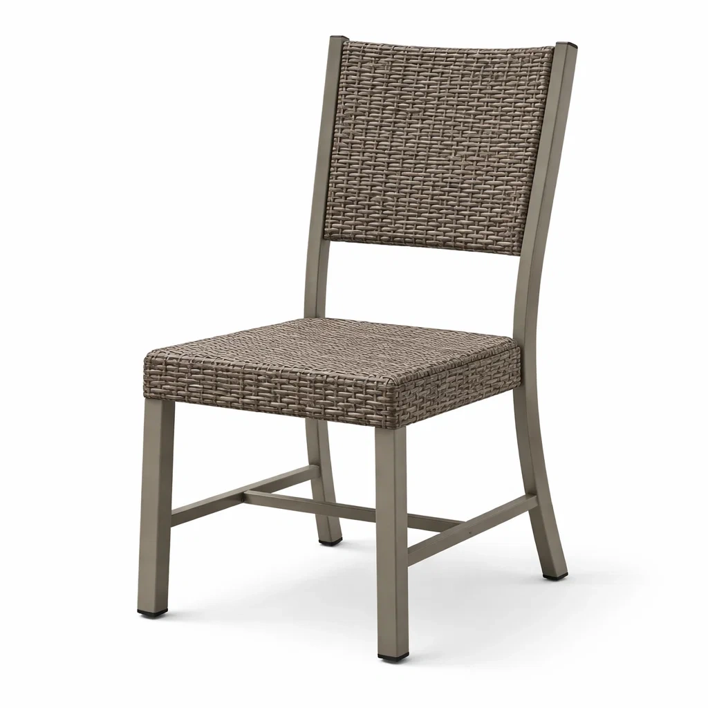 Sedia da pranzo in Rattan Sintetico Grigio con Struttura in Alluminio-NOOKLUXZ