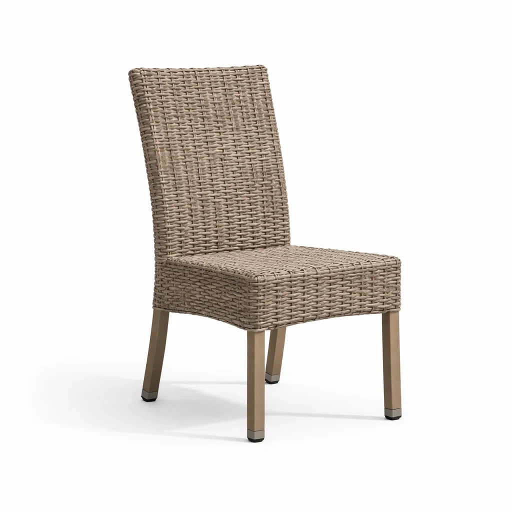 Sedia da pranzo in Rattan Sintetico Marrone con Struttura in Alluminio-NOOKLUXZ