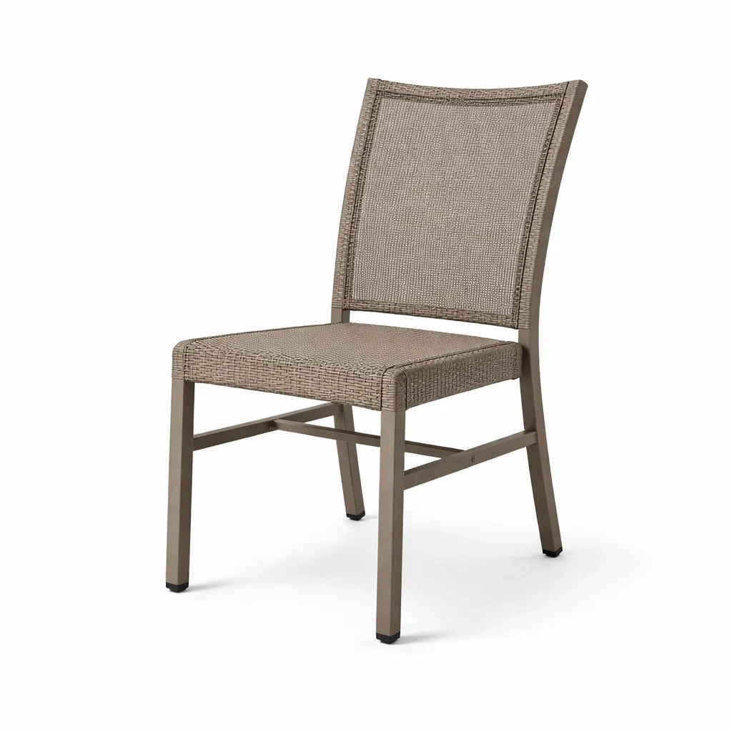 Sedia da pranzo in Alluminio con Rattan Sintetico Beige-NOOKLUXZ