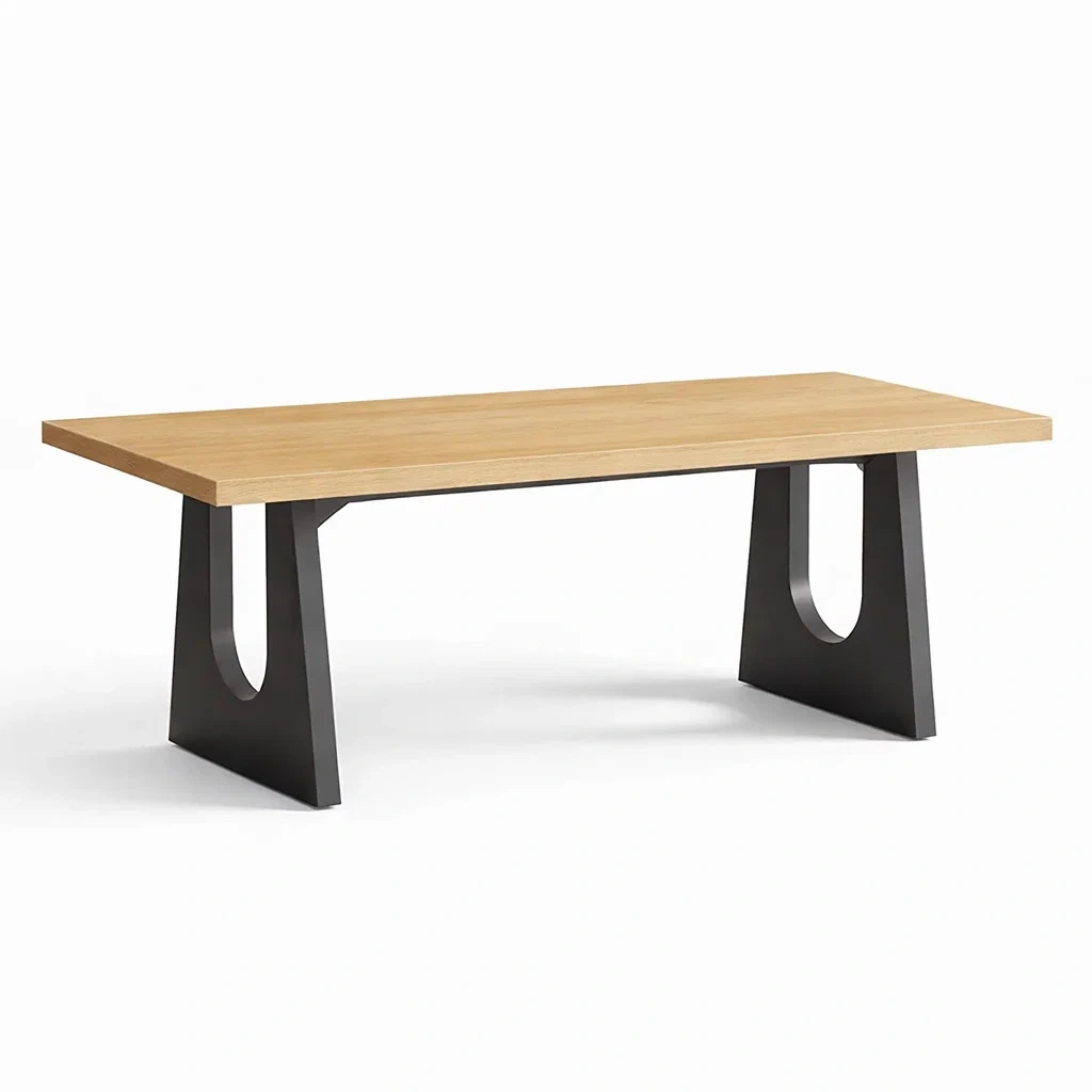 Tavolo da pranzo rettangolare in Legno di Rovere con Gambe in Metallo-NOOKLUXZ