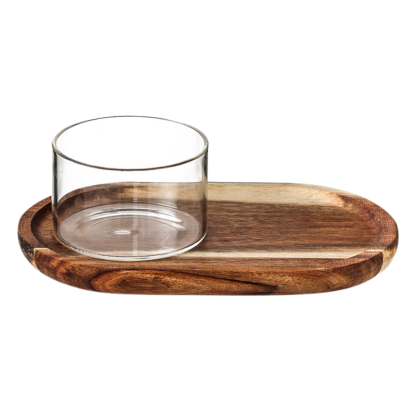 Wasserbecher-Set aus Holztablett