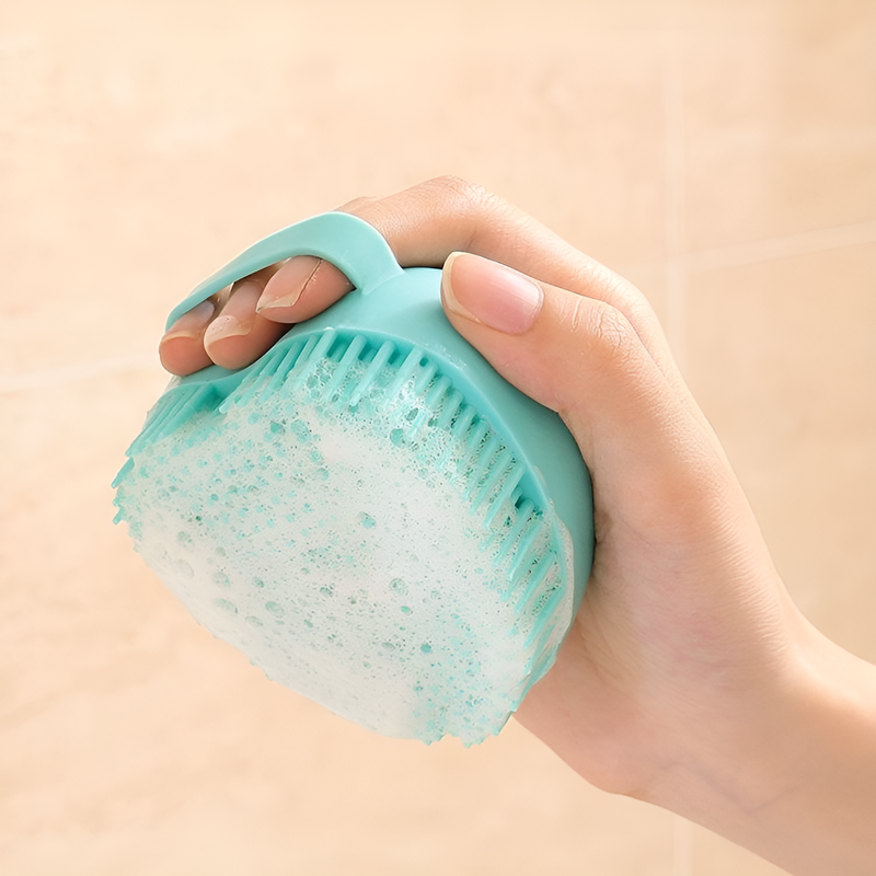 Cepillo de baño de silicona para mascotas, limpieza y masaje