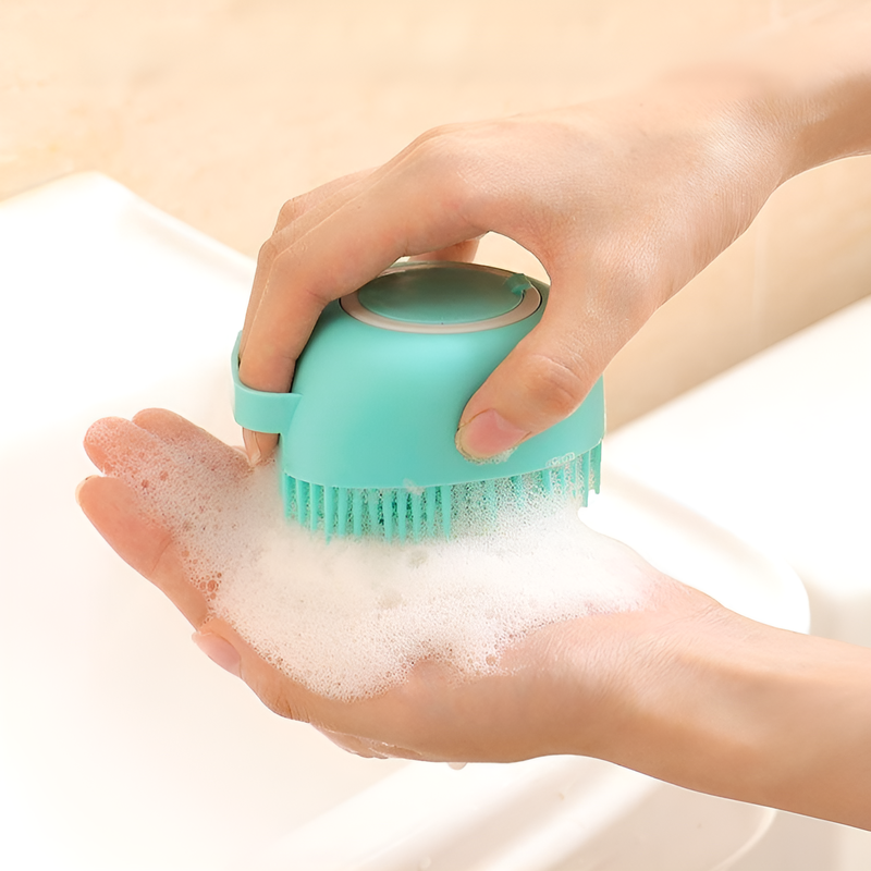 Cepillo de baño de silicona para mascotas, limpieza y masaje