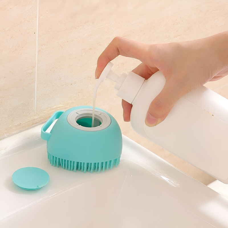 Cepillo de baño de silicona para mascotas, limpieza y masaje