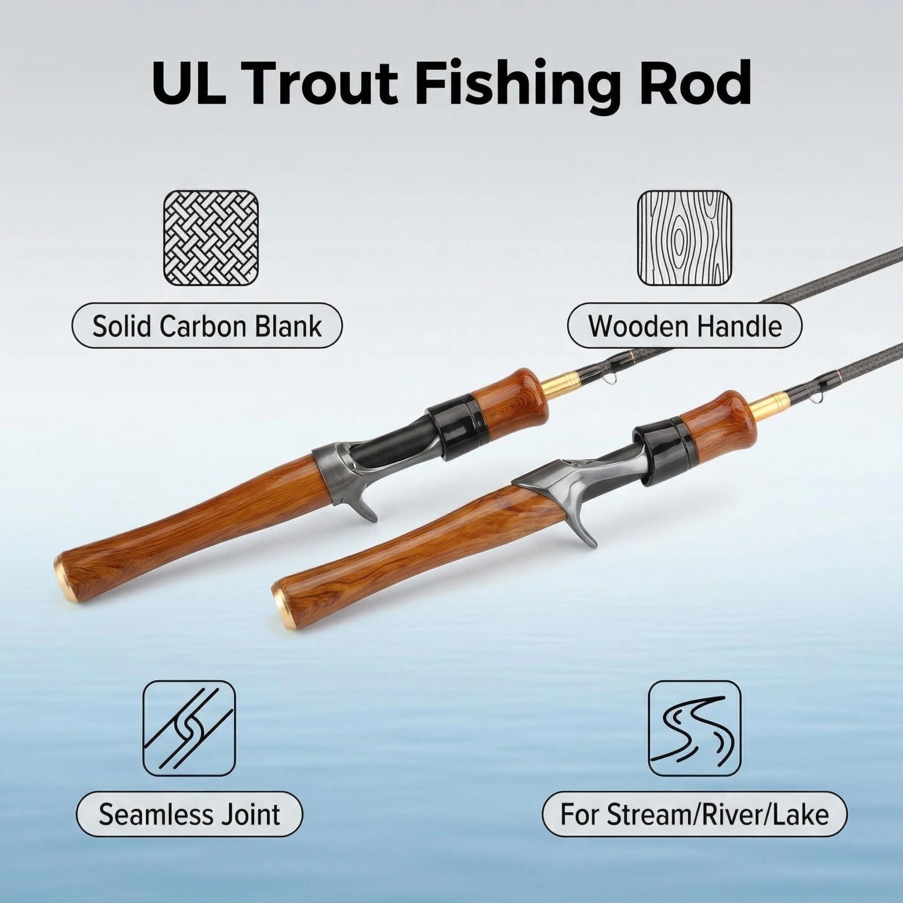 YEZIXIN UL Ultra-Light Micro Jigging Rod – Solid Carbon Telescopic/Plug-in Spinning Rod for Minnows, Dace, Bass & Topmouth Culter