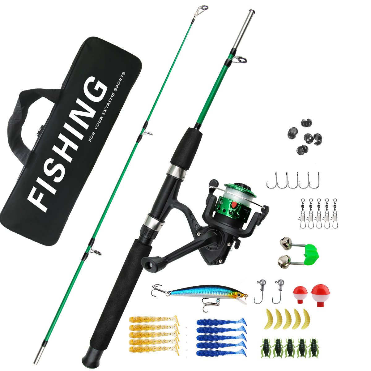 YEZIXIN Kids Fishing Rod & Reel Combo Set - Complete Portable Tackle Kit for Beginners
