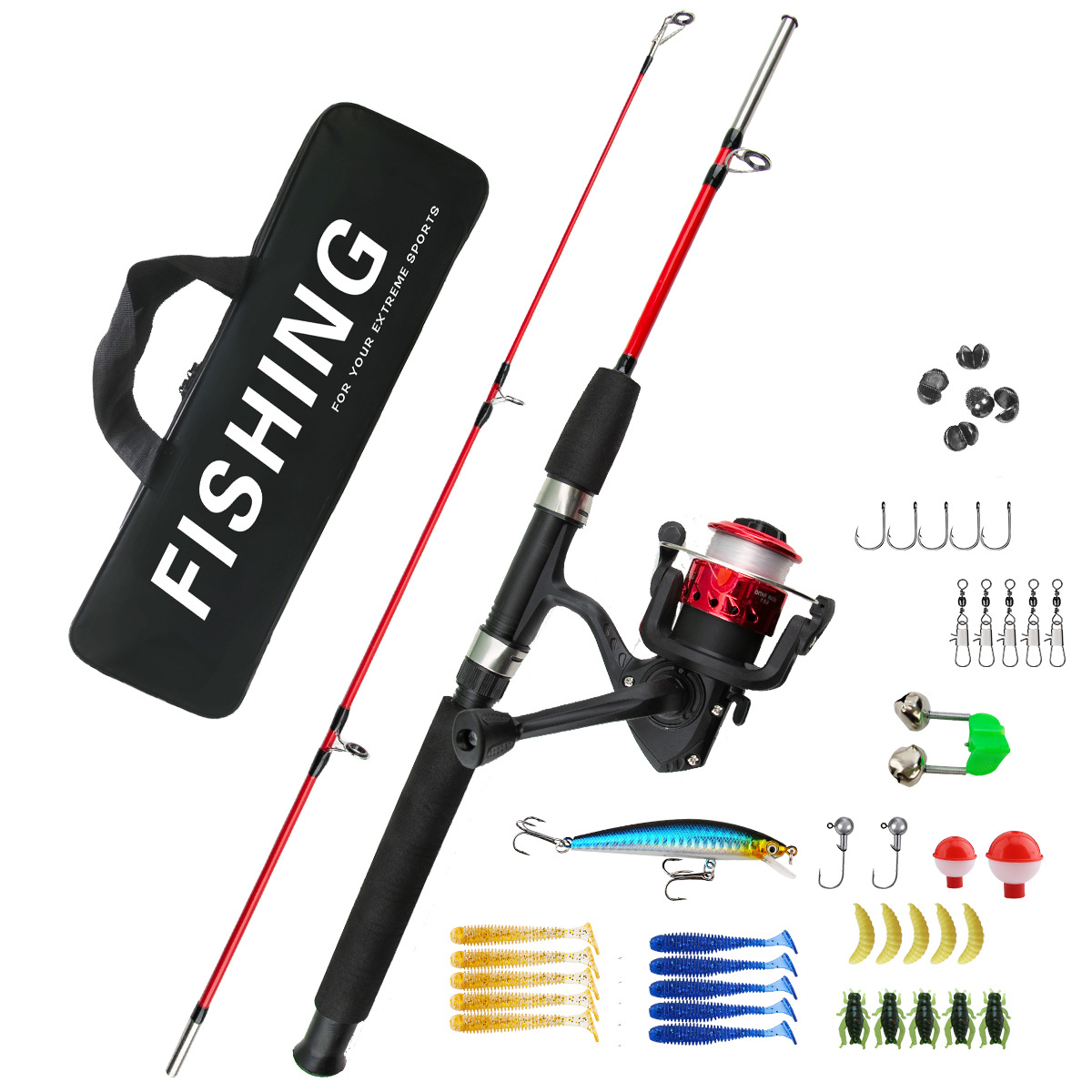YEZIXIN Kids Fishing Rod & Reel Combo Set - Complete Portable Tackle Kit for Beginners
