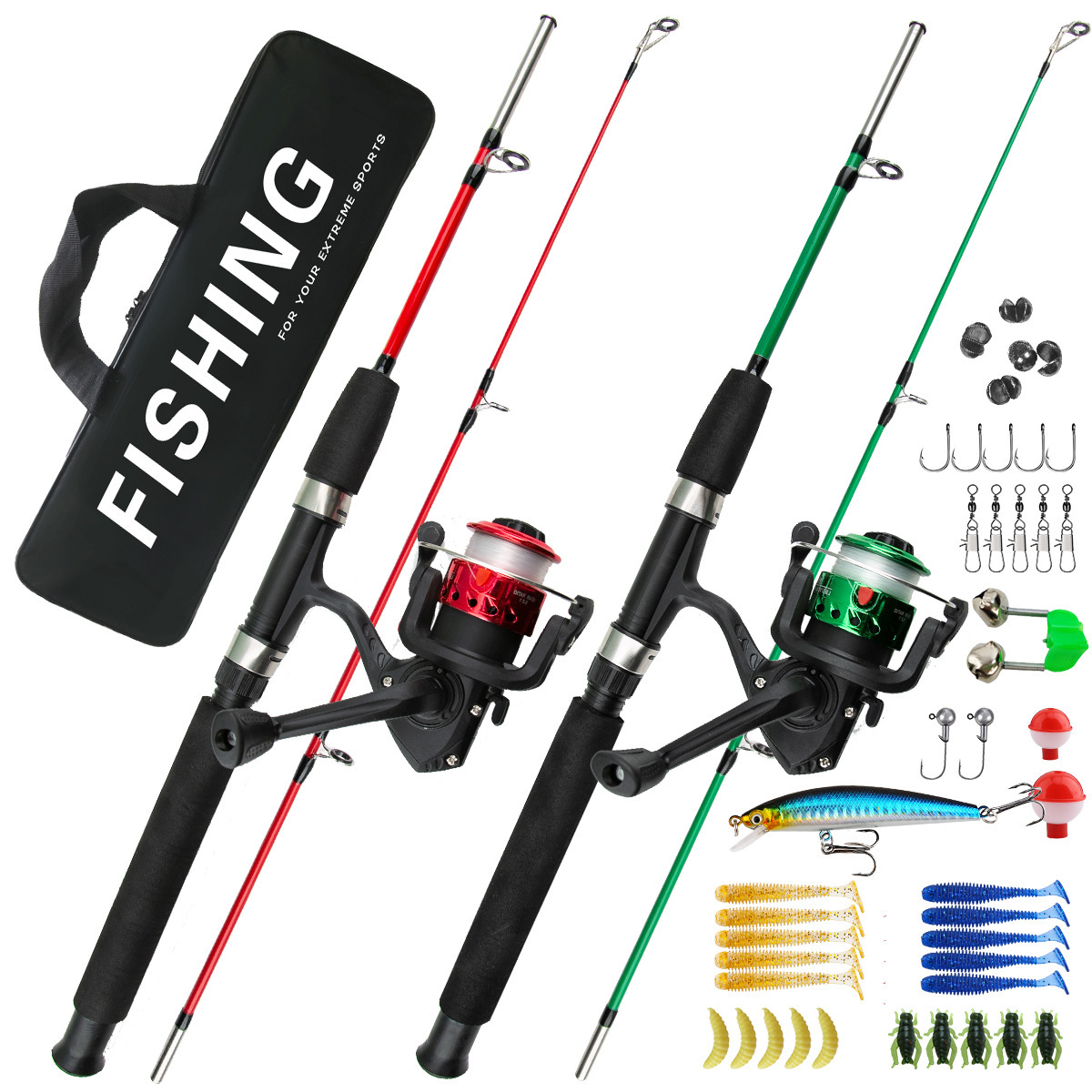 YEZIXIN Kids Fishing Rod & Reel Combo Set - Complete Portable Tackle Kit for Beginners