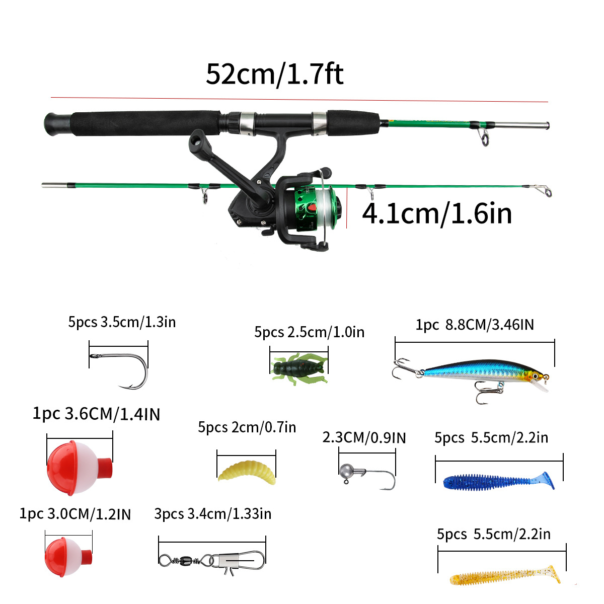 YEZIXIN Kids Fishing Rod & Reel Combo Set - Complete Portable Tackle Kit for Beginners