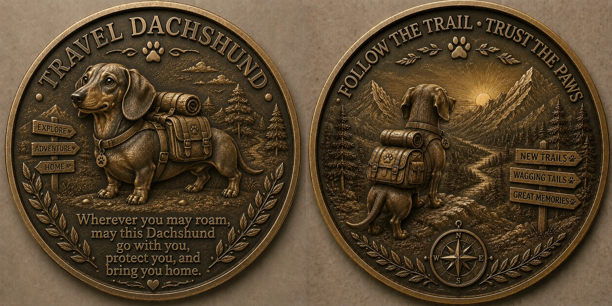 🐾 Travel Dachshund Lucky Coin